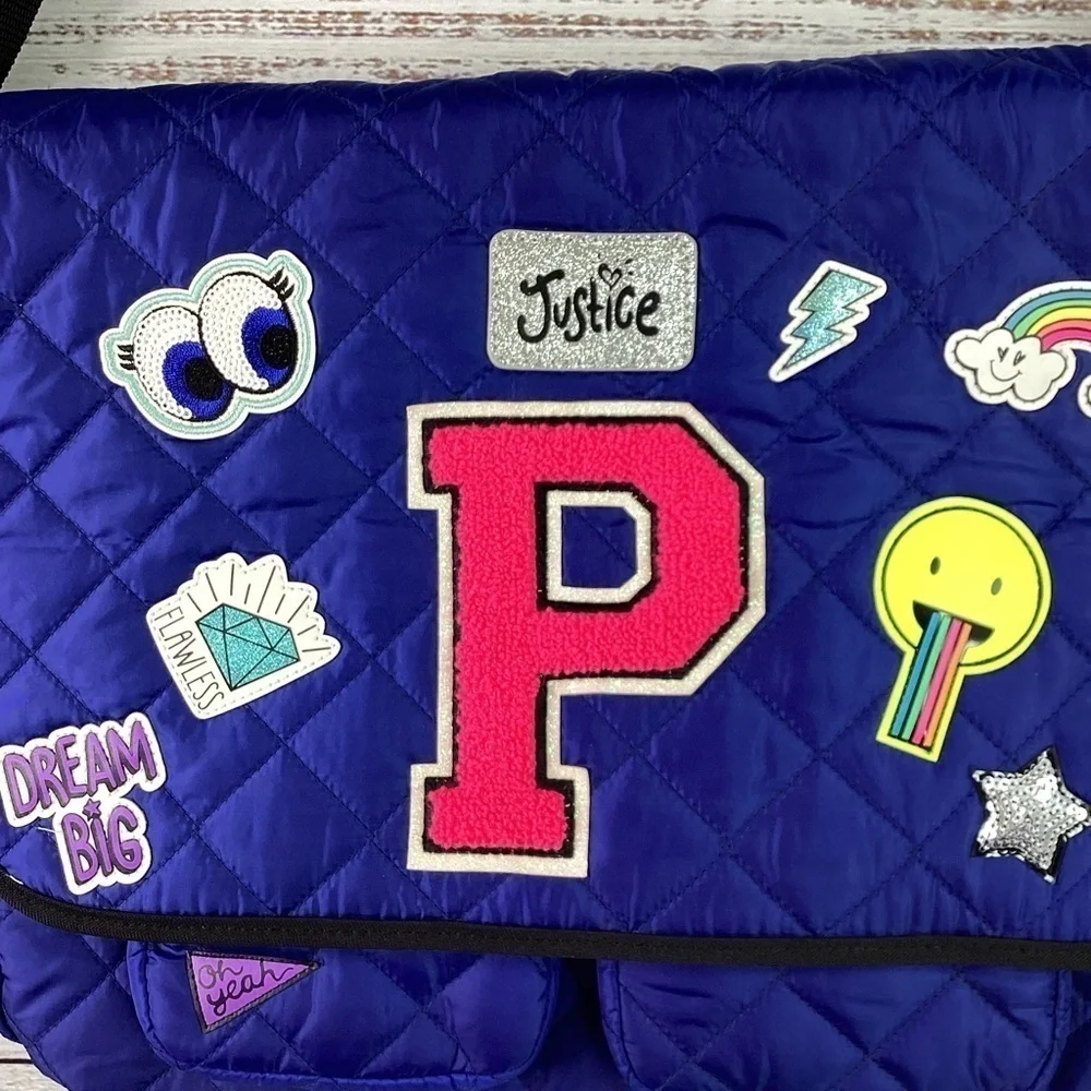 JUSTICE GIRLS KIDS P LETTER SCHOOL BACKPACK BAG NWT‎